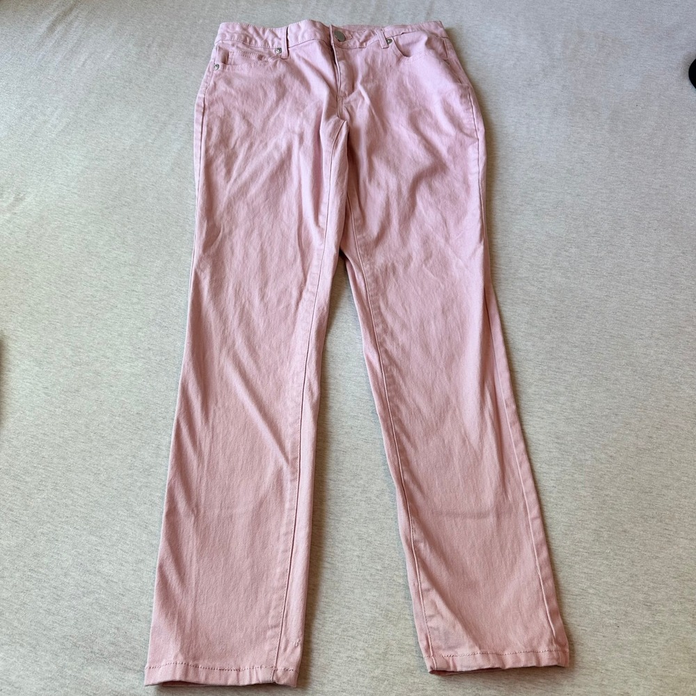 Crown & Ivy Womens Skinny Pants Pink Size 4 Mid Rise Stretch Cotton RN31104‎
